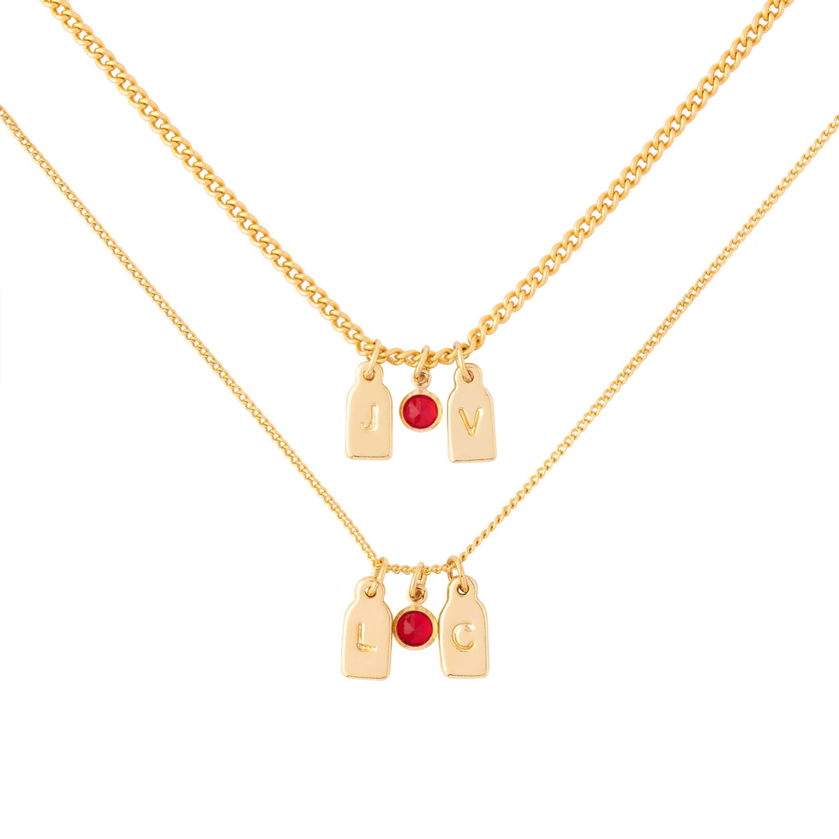 Collar de Iniciales y Piedra de Aniversario
