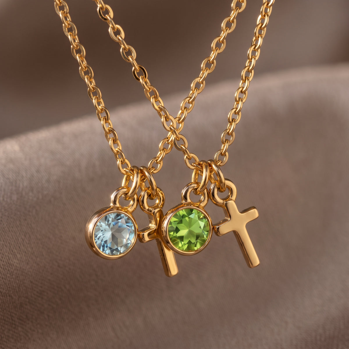 Collar de Cruz con Piedra Natal