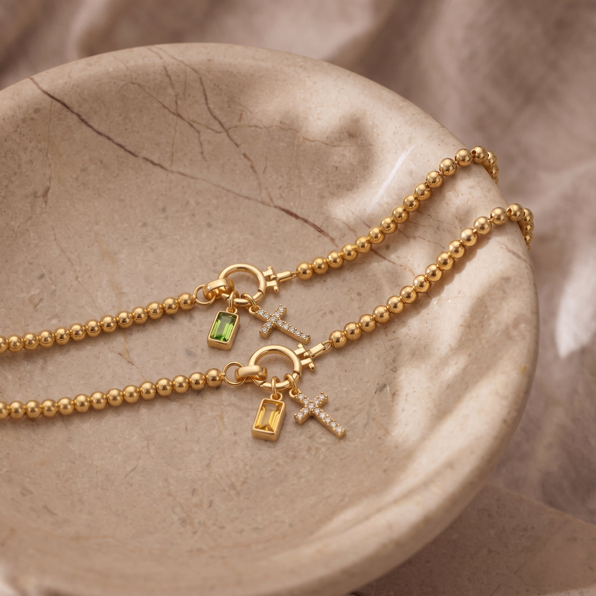 Pulsera de cruz con piedra natal