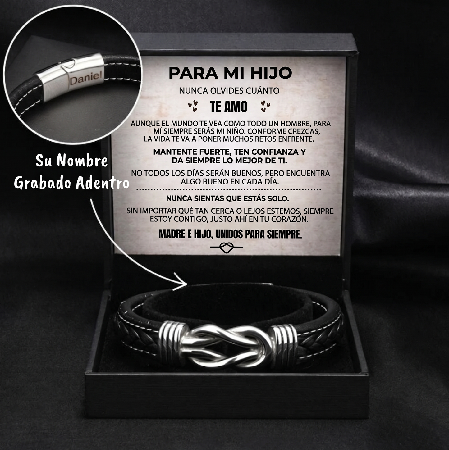 «Para mi hijo» — Pulsera grabada