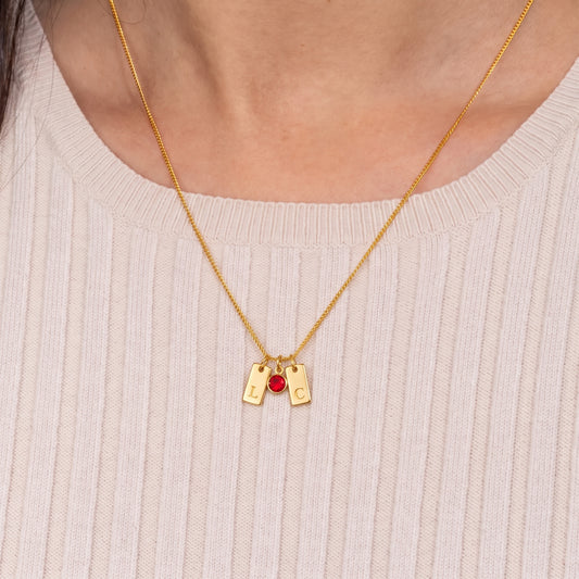 Collar de Iniciales y Piedra de Aniversario