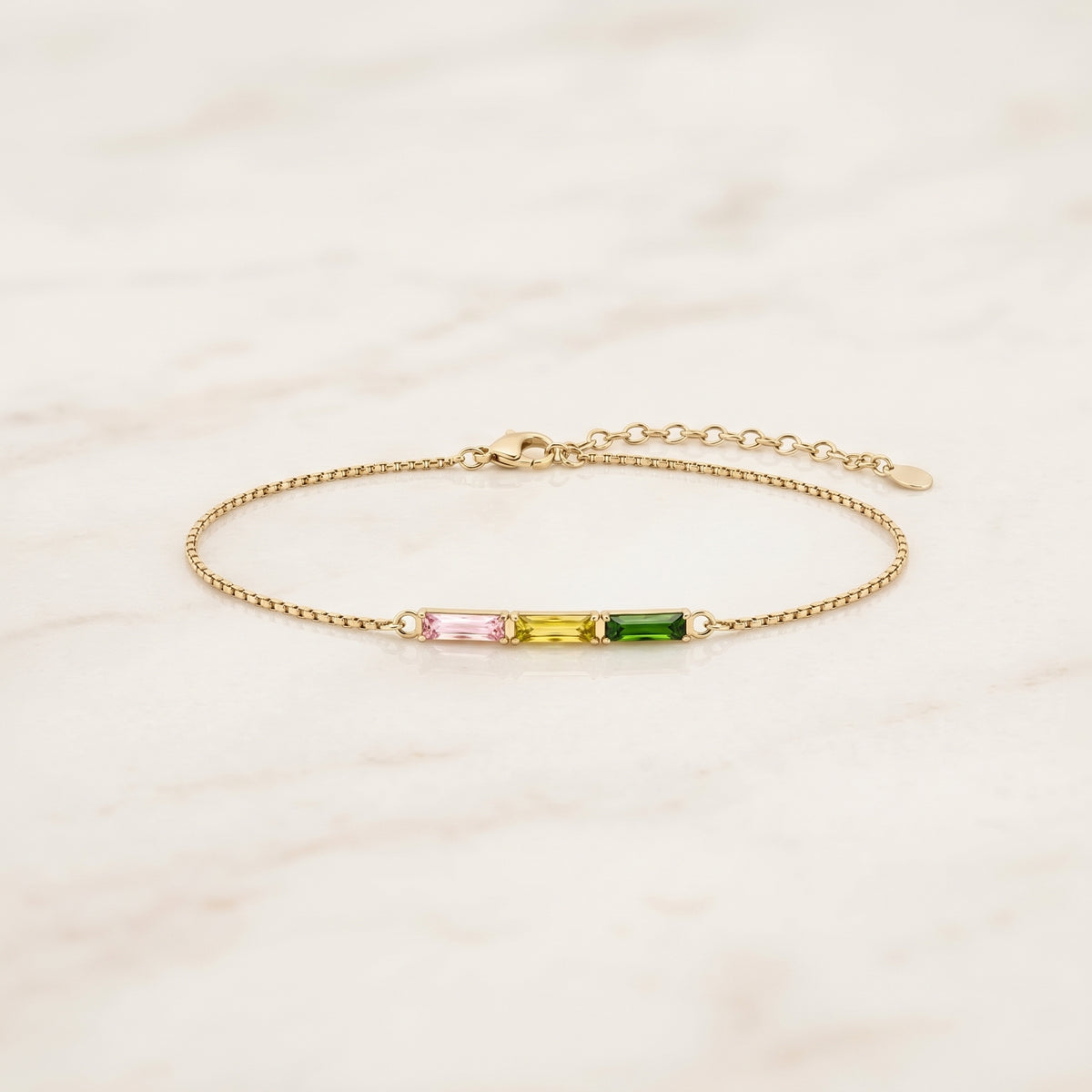 Pulsera Delicada de Piedra Natal Baguette