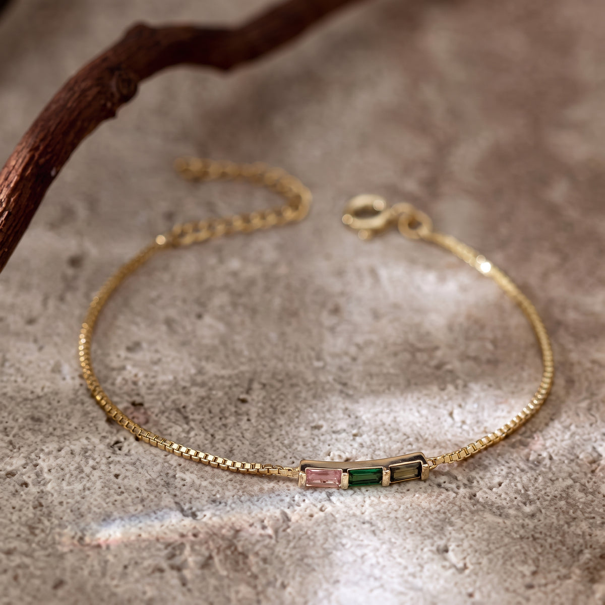 Pulsera Delicada de Piedra Natal Baguette