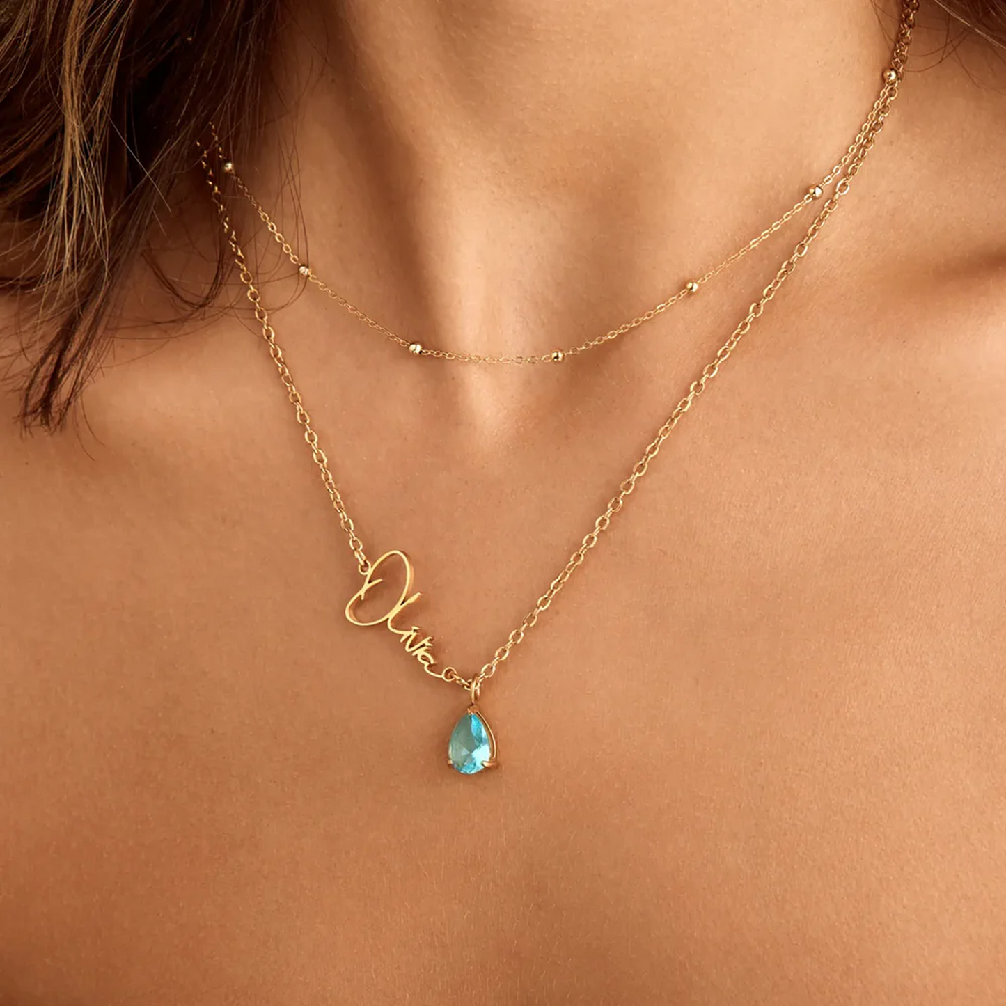 Collar personalizado con nombre y piedra