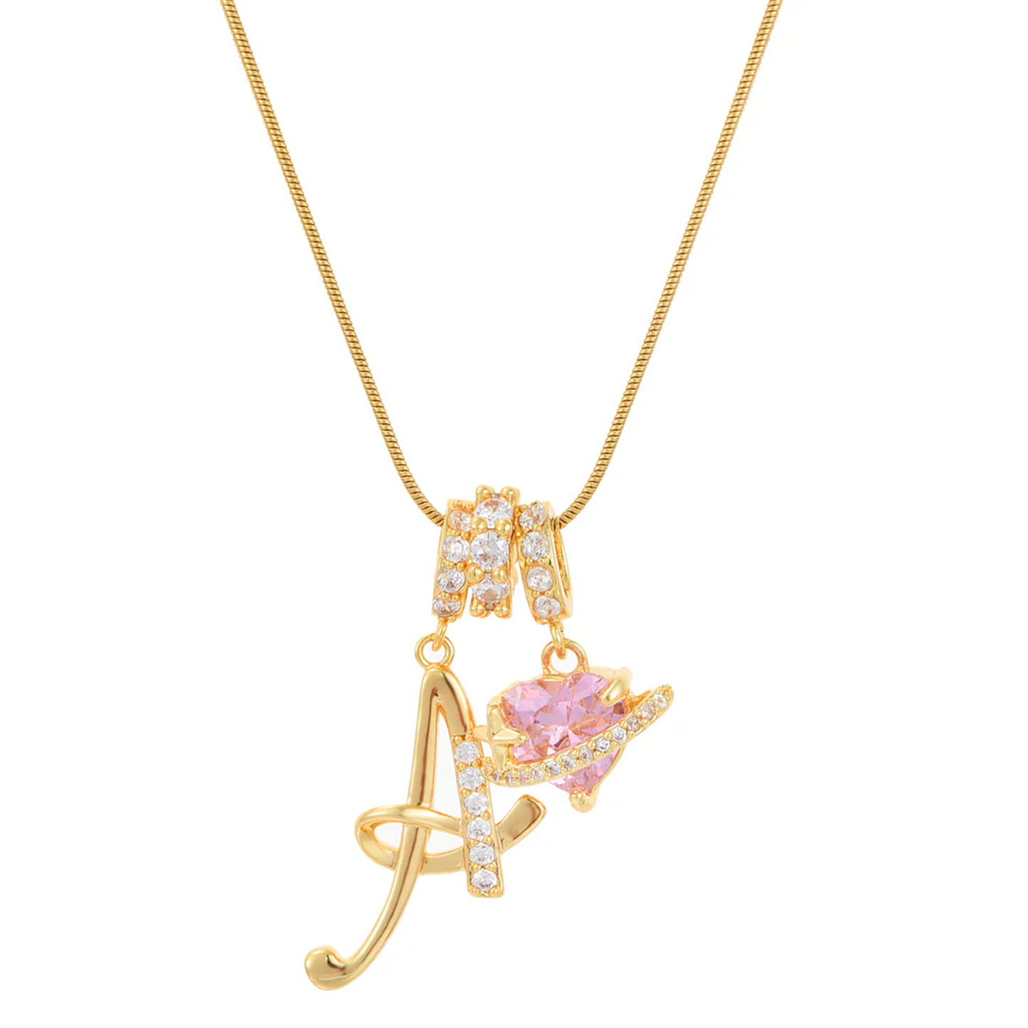 Collar con Piedra Corazón e Inicial