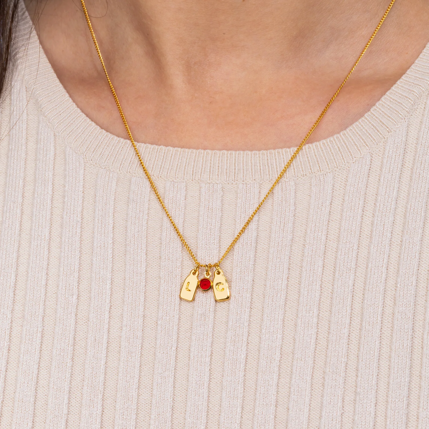 Collar de Iniciales y Piedra de Aniversario
