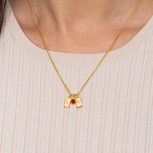 Collar de Iniciales y Piedra de Aniversario
