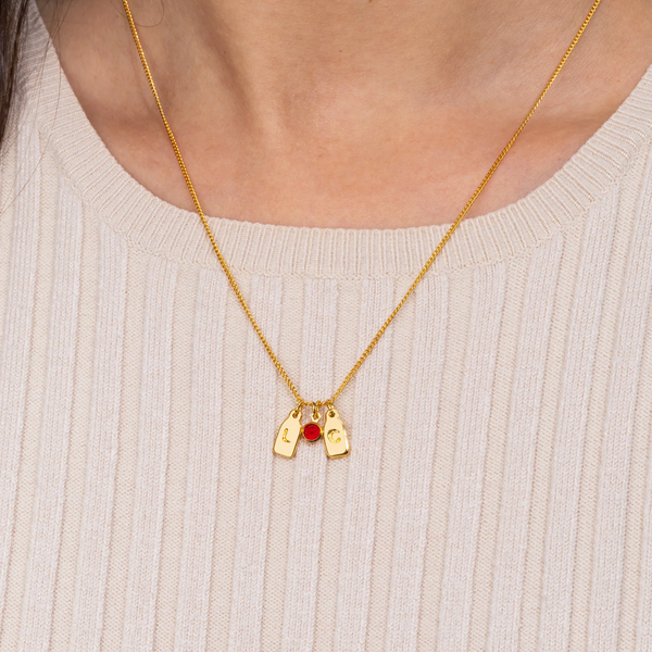 Collar de Iniciales y Piedra de Aniversario